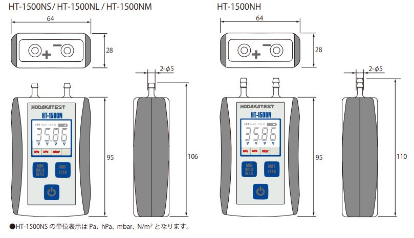 ホダカ 差圧計 デジタルマノメータ ログマノ 計測範囲-350〜＋350hPa ▽167-7775 HT-1700-350 1台 